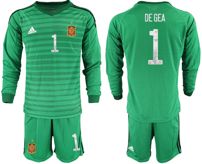 Men 2021 European Cup Spain green Long sleeve goalkeeper #1 Soccer Jersey5